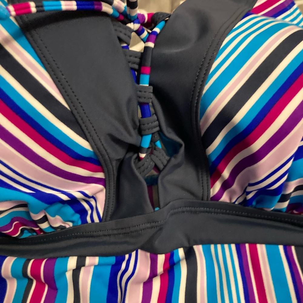 Multi colored stripe swimsuit top.  TOP ONLY. NO BOTTOMS. NWT